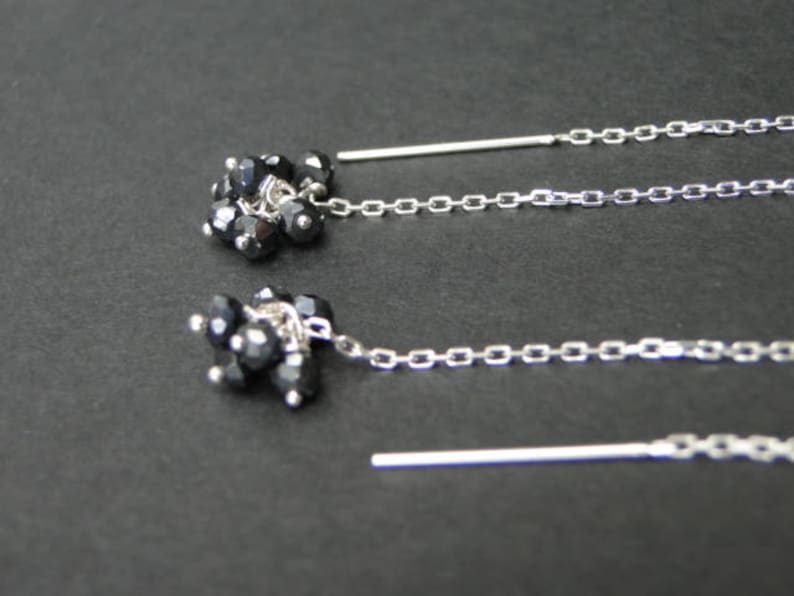 AAA Black Spinel Cluster Earrings Black Spinel Gemstone Earrings Dangle Earrings Drop Earrings Wedding Earrings Accessories