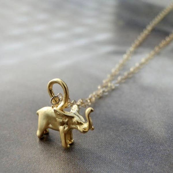 Fabulous Elephant Necklace Shiny or Matte Elephant Charm Bestseller Wulfgirl Etsy Gold Minimalist Handmade Gold Charm Jewelry Gift Wrapped
