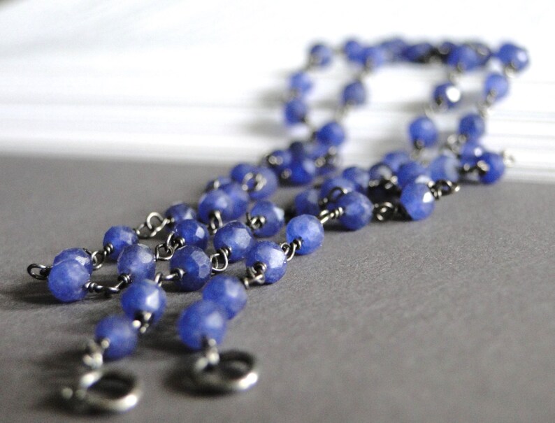 Beaded Necklace Sapphire Necklace Genuine Sapphire Layering Jewelry Wrap Bracelet Gift for Her Gemstone Necklace Sapphire Necklace