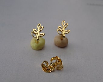 24k Gold Leaf Studs Third Ear Hole Tiny Branch Stud Gift for Her Handmade Minimalist Gold Earrings Women's Earrings Wulfgirl Etsy