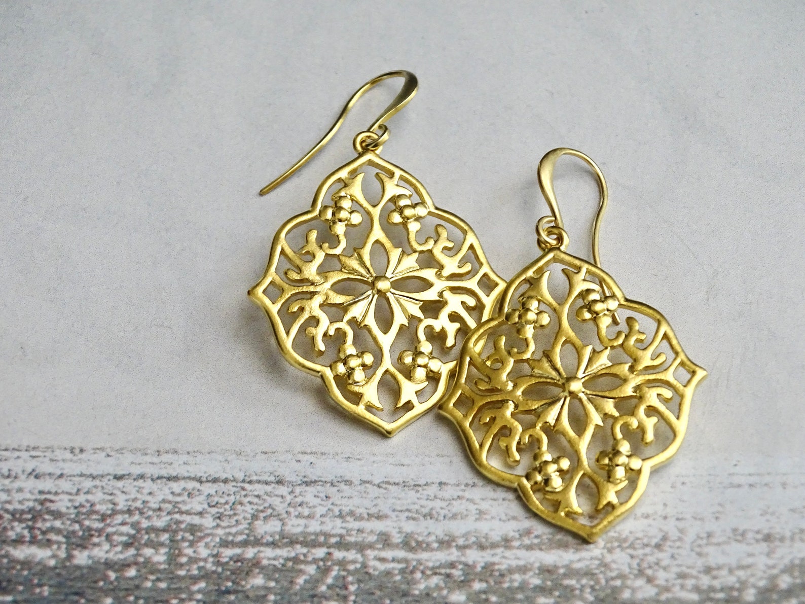 14k Solid Gold French Ear Wires Moroccan Style Earrings Gold - Etsy