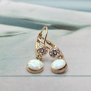 Bestseller 14k Gold Genuine Ethiopian Opals 14k Solid Gold French Ear Wire Option Women's Charm Handmade Jewelry Gift Wrapped Minimalist