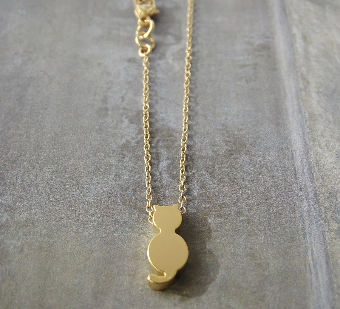SALE Minimalist Cat Lover's 14k Gold Filled Kitten Charm Etsy