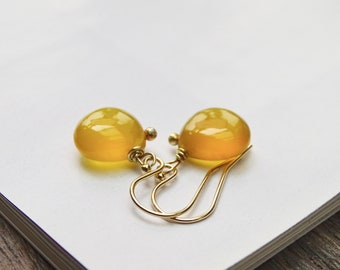 Moody Gemstone Earrings Unique Drop Gemstone Gift Handmade Golden Chalcedony Jewelry Genuine Stones Wulfgirl Etsy One of a Kind