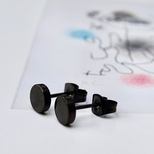 Men&#39;s Favorite Flat Black Studs Women&#39;s Studs Gift for Him Minimalist Earrings Handmade Gift for Her Gift Wrapped Wulfgirl Etsy Best Seller