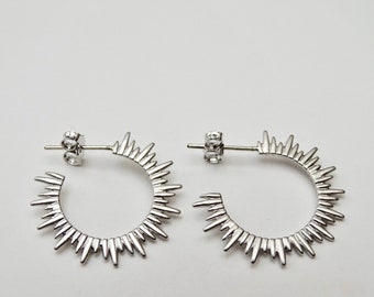 Sterling Silver Spiked Hoop Earrings (23mm)