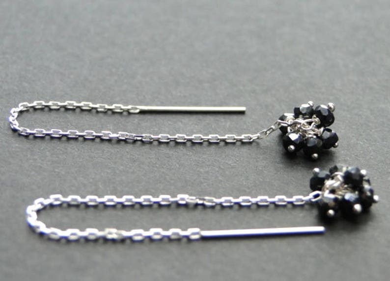 AAA Black Spinel Cluster Earrings Black Spinel Gemstone Earrings Dangle Earrings Drop Earrings Wedding Earrings Accessories