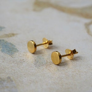Gold Studs Earrings Minimalist Studs 24k Gold Studs Variety Wulfgirl Etsy Handmade Earrings Gold Flat Studs 24k Gift for Her Gift for Him
