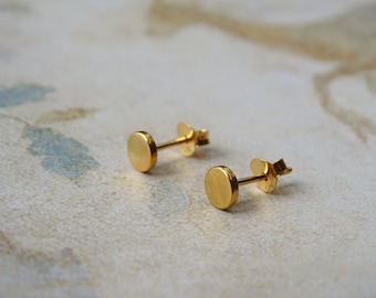 Gold Studs Earrings Minimalist Studs 24k Gold Studs Variety Wulfgirl Etsy Handmade Earrings Gold Flat Studs 24k Gift for Her Gift for Him