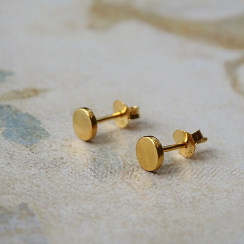 24k Gold Studs Earrings Boyfriend Gift Minimalist Studs Gold Etsy