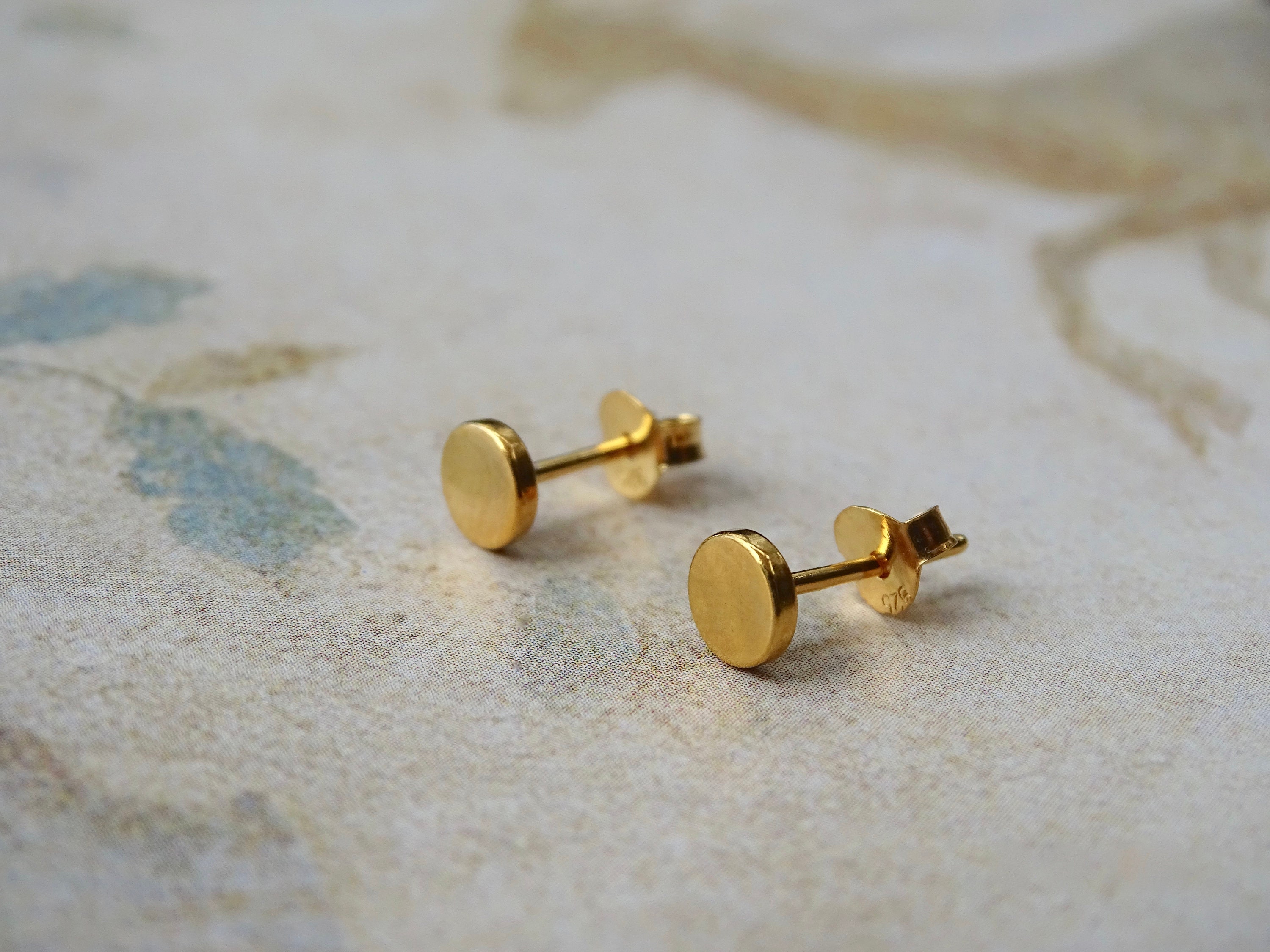 Solid 24K Yellow Gold Round Nugget Earrings