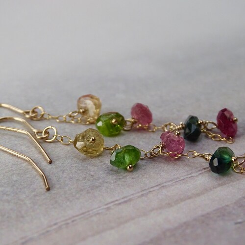 Solid 14k Gold Ear Wire Option shops TouralineDangle Earrings Women's Luxe Earrings Gift for Her Wulfgirl Etsy Genuine Tourmaline Stones