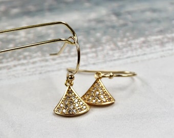 14k Solid Gold Ear Wire Option Gold Charm Earrings Gold Dangle Earrings Gift Women's Minimalist Jewelry Wulfgirl Etsy Brilliant CZ Charms