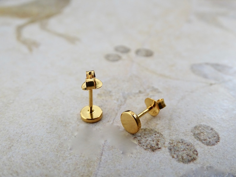 Gold Studs Earrings 24k Gold Sterling Silver Minimalist Studs Etsy