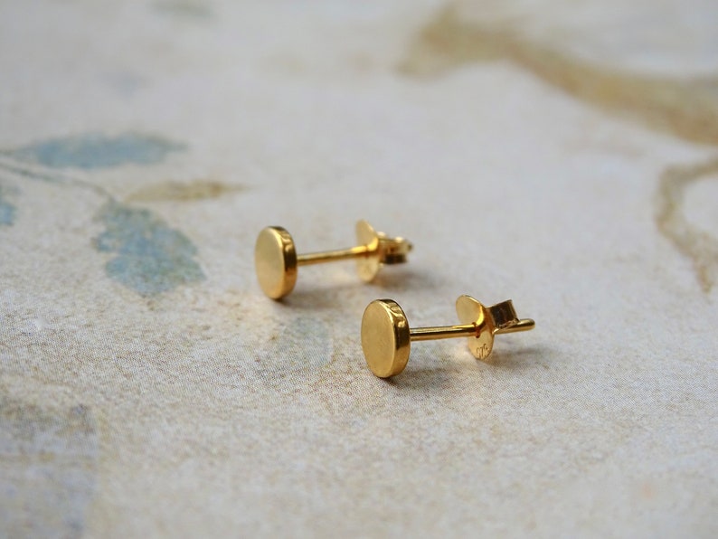 Gold Studs Earrings 24k Gold Sterling Silver Minimalist Studs Etsy