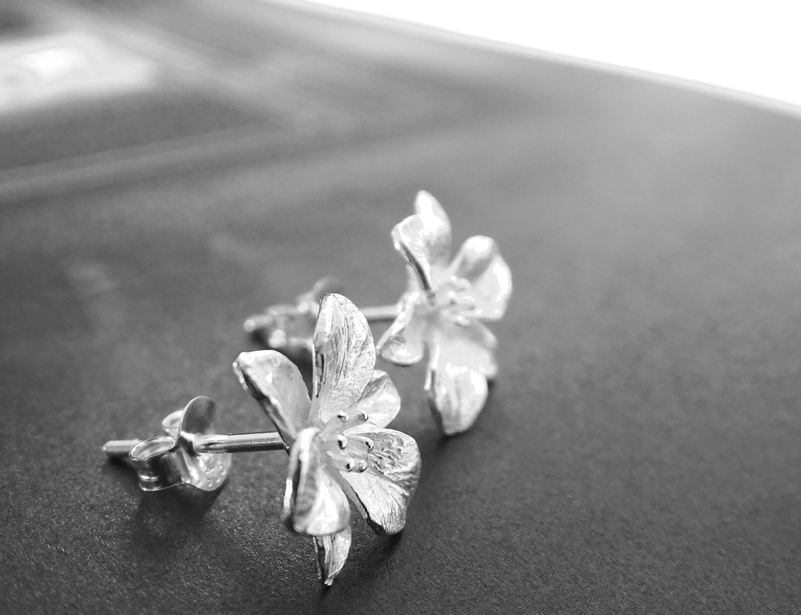 Small Sterling Silver Stud Earrings Set - Rose, Flower, Star & Moon Designs (925 Silver) - View #8
