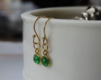 18k Gold Tsavorite Charm Earrings Gift for Her Gemstone Earrings Minimalist Jewelry Handmade Wulfgirl Etsy Gift Wrapped Birthday Gift