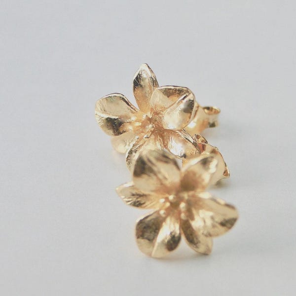 24k Gold Dipped Floral Camellia Stud Earrings Gold Flowers Gold Petals