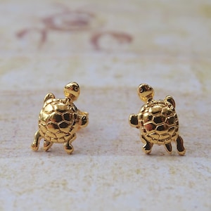 Minimalist 24k Gold Vermeil Turtle Stud Earrings