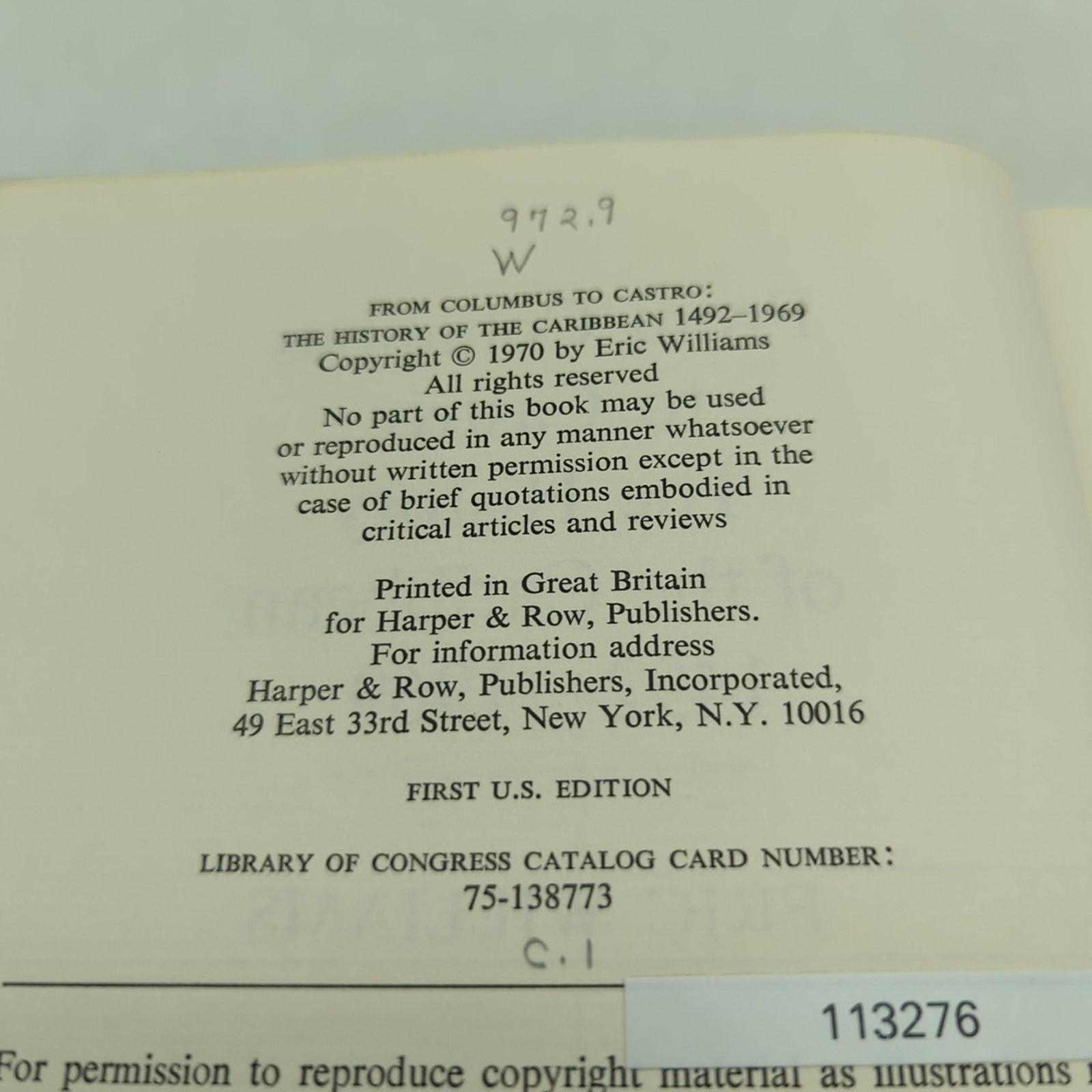 From Columbus to Castro by Eric Williams HC DJ 1970 - Etsy