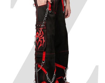 Handmade Gothic Wide Leg Pants: Steampunk, Rave, Dark Academia