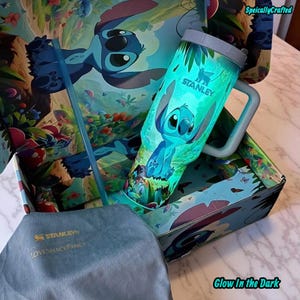 Glow in the Dark Stitch Tumbler, Personalized 40oz Travel Coffee Cup