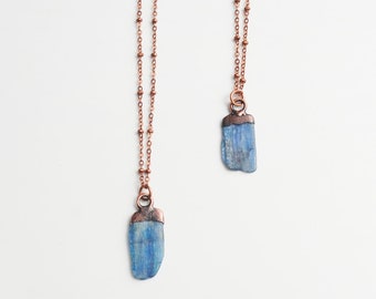 Raw kyanite necklace, blue kyanite necklace, raw crystal necklace, kyanite copper necklace, boho necklace, boho jewelry