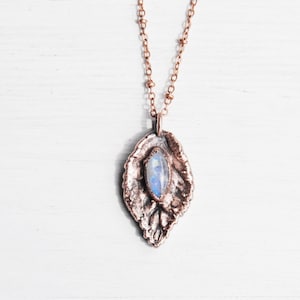 Collar de piedra lunar, collar de hojas, joyería de piedra lunar arco iris, piedra de nacimiento de junio, collar de piedra de nacimiento personalizado, collar boho