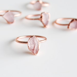 Raw cut rose sales quartz ring