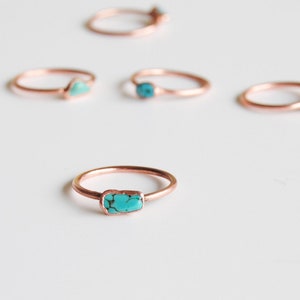 Turquoise stacking ring, raw turquoise ring, copper turquoise ring, electroformed turquoise  ring, raw stone ring size US