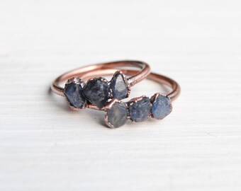 Raw Sapphire Copper Ring: September Birthstone Jewelry
