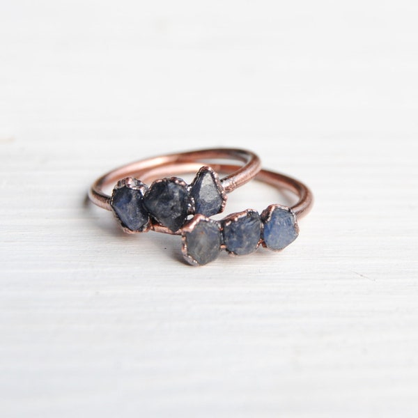 Raw sapphire ring, blue sapphire ring, raw stone ring, september birthstone ring, september birthstone jewelry