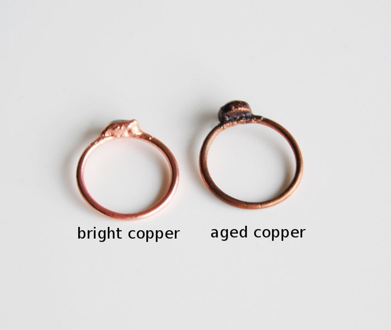 Anello di quarzo rosa grezzo, anello di rame triplo quarzo rosa, anello di cristallo rosa, anello elettroformato, anello di pietra grezza, anello boho, gioielli boho immagine 9