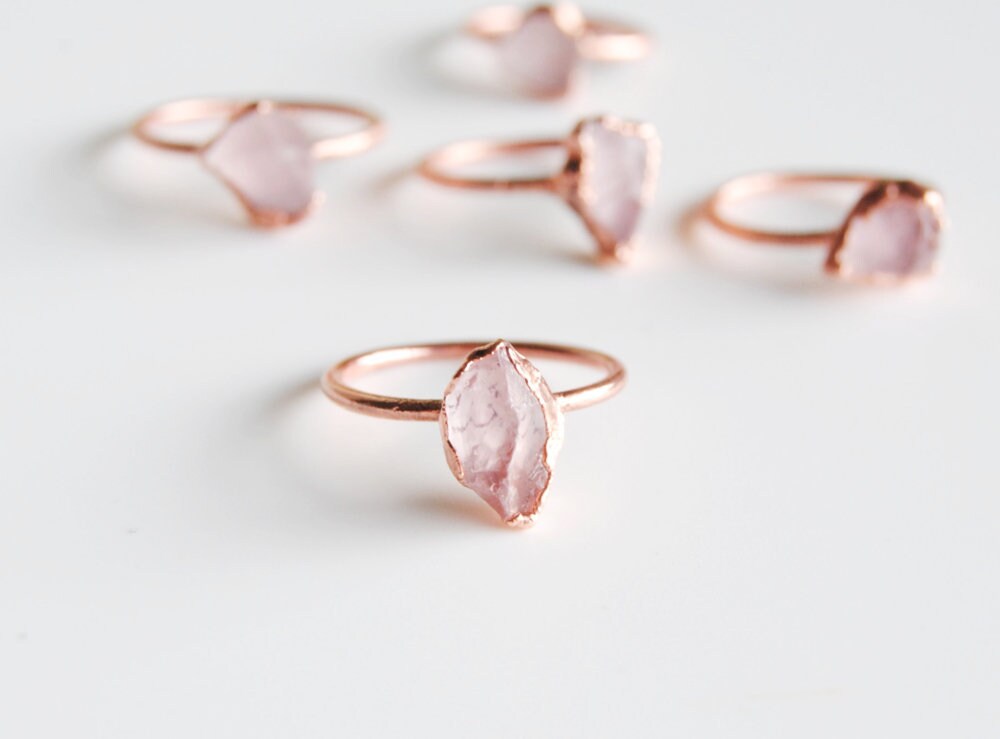 Natural Rose Quartz Gemstone Ring Solid 925 Sterling Silver Ring Unisex —  Discovered