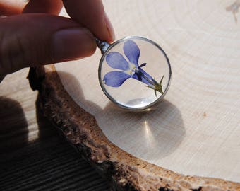 Pressed flower necklace, botanical jewelry, terrarium necklace, pressed flower jewelry, something blue, herbarium bridesmaid necklace