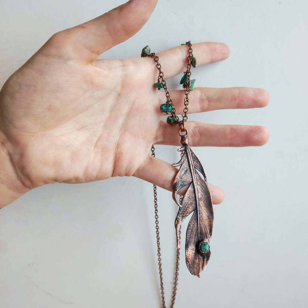 Real Feather Necklace African Turquoise Feather Pendant Etsy
