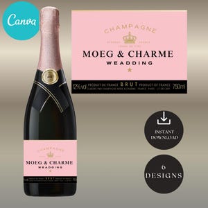 Personalized Champagne Bottle Label: Wedding, Birthday, Event (Instant Download)