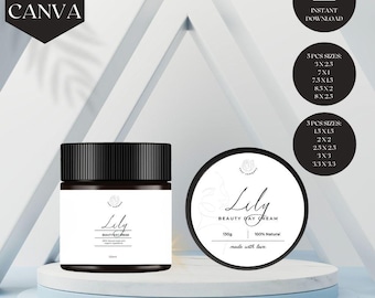 Bearbeitbare Glasetikettenvorlage: Minimalistische Kosmetik & Hautpflege (Canva-Vorlage) (Digitaler Download)