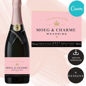 Personalized Champagne Bottle Label, Champagne Liquor Label, Personalized Gift For Weddings, Birthdays and Events, Instant Download