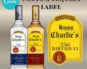 Benutzerdefiniertes Tequila Label, personalisiertes druckbares Geschenk (Digitaler Download)