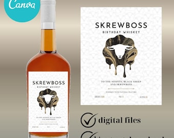 Custom Whiskey Label, Personalised Template: Birthday Gift (Digital Download)