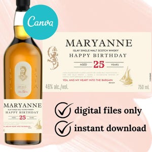 Custom Whiskey Label, Custom Bourbon Whisky Label, Template Personalized, Printable Digital Download, Perfect Holiday Gift, Birthday Present