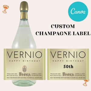 Etichetta personalizzata per bottiglia di champagne, etichetta per liquore di champagne, regalo personalizzato per matrimoni, compleanni ed eventi, download immediato
