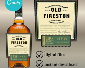 Custom Whiskey Label, Personalized Bourbon Gift Template (Digital Download)