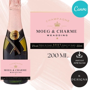 Personalized 200ml Champagne Bottle Label, Champagne Liquor Label, Personalized Gift For Weddings, Birthdays and Events, Instant Download