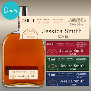 Etiqueta de whisky personalizada, plantilla de regalo de bourbon personalizada (descarga digital)