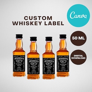 Custom Whiskey Label 50 ml, Template Personalized, Printable Digital Download, Perfect Holiday Gift, Birthday Present, Anniversary, Wedding