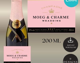 パーソナライズされたシャンパンボトルラベル - ゴールドメタリック