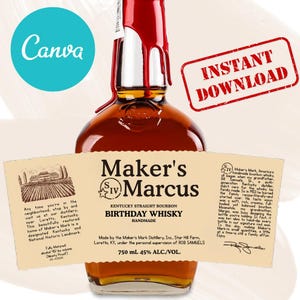 Custom Whiskey Label, Custom Bourbon Whisky Label, Template Personalized, Printable Digital Download, Perfect Holiday Gift, Birthday Present