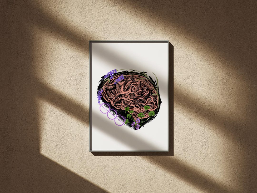Floral Brain - Anatomy Wall Art - Floral Art - Medical Art - Prints ...